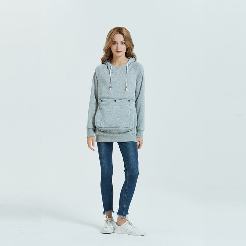 Oversized Pocket Hoodie Sweatshirt for Women White  - Image 5