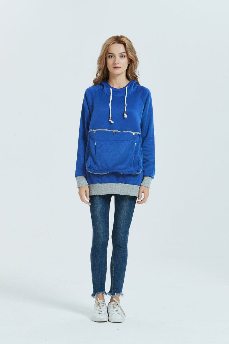 Oversized Pocket Hoodie Sweatshirt for Women White  - Image 4