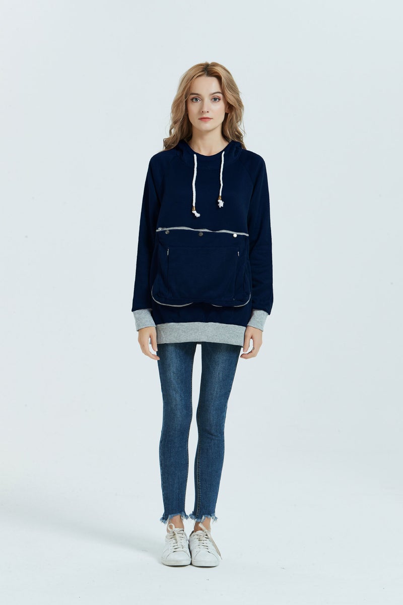 Oversized Pocket Hoodie Sweatshirt for Women White  - Image 3