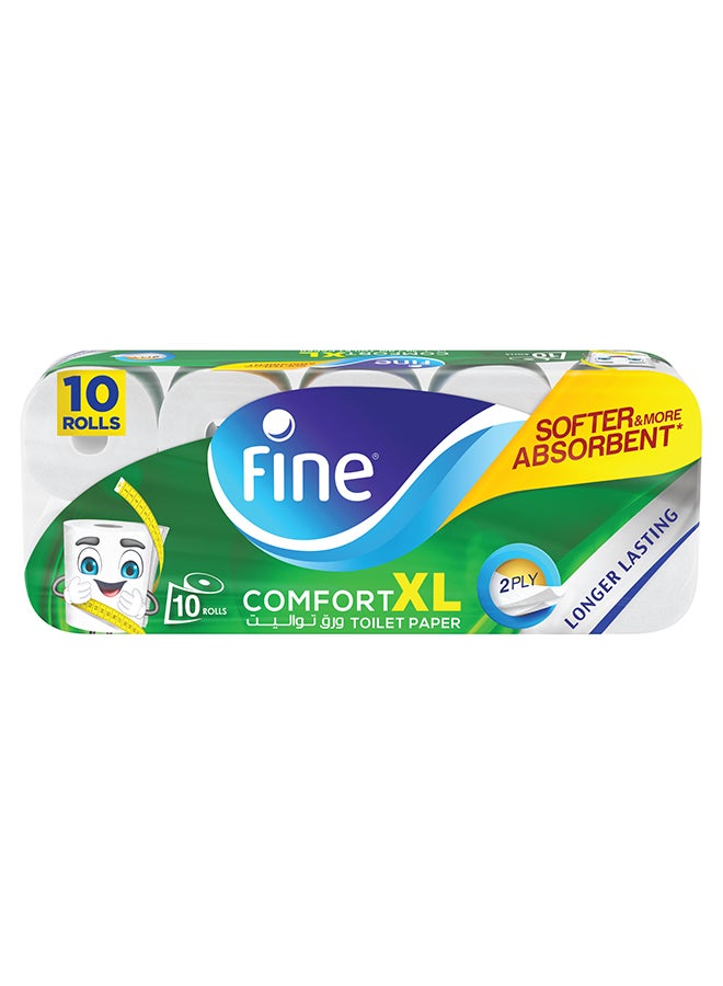 Fine Long Lasting Absorbent Sterilized Soft Flushable Toilet Paper 2 Ply 250 Sheets Pack of 10 White - Image 1