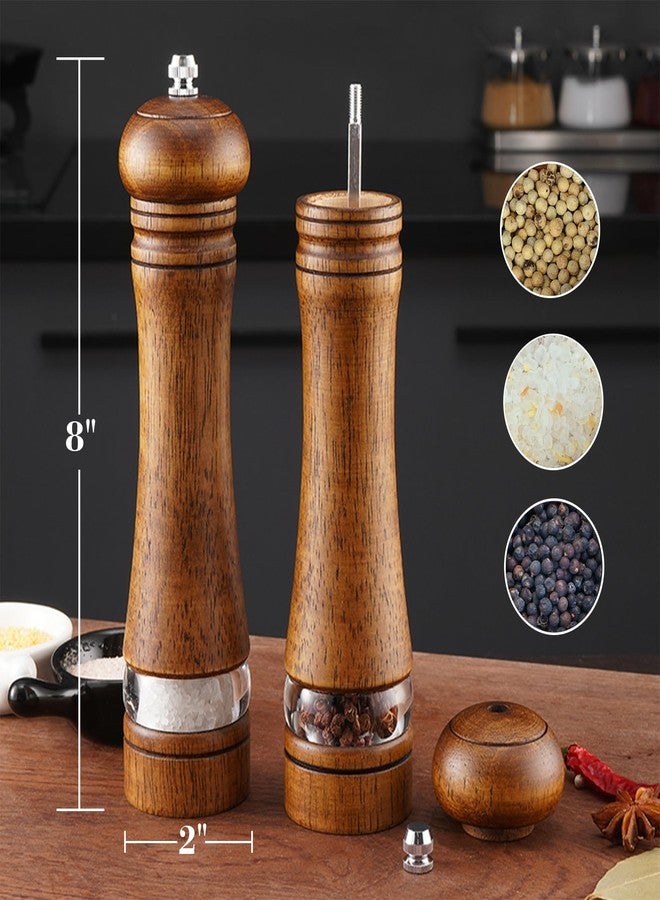 Nedyfix 2Pcs Salt and Pepper Grinder, with Acrylic Visible Window Ceramic Grinding Manual Grinder - Image 2