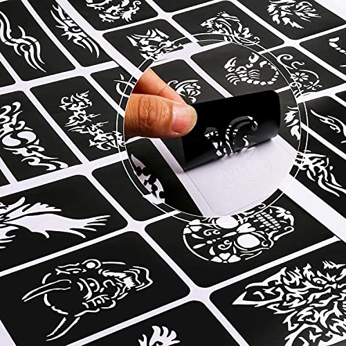 Ivana's 123 Pcs Temporary Tattoos Stencils, 20 Sheets Boys and Man Glitter Tattoo Kit Templates Face Painting Stencil Body Art Stencil Pack for Adults Girls Women Kids Teenager Adultssigns - Image 5
