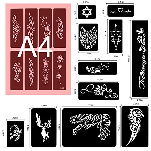 Ivana's 123 Pcs Temporary Tattoos Stencils, 20 Sheets Boys and Man Glitter Tattoo Kit Templates Face Painting Stencil Body Art Stencil Pack for Adults Girls Women Kids Teenager Adultssigns - Image 2