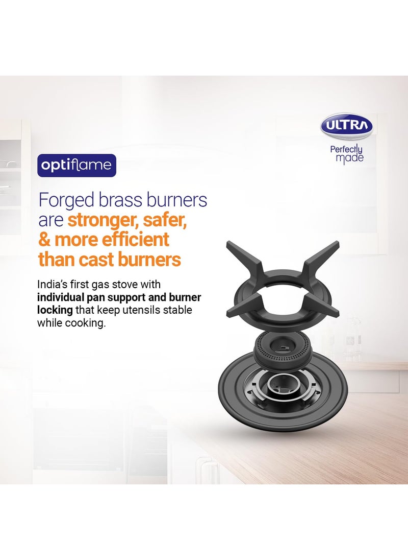 Ultra - Ultra Optiflame 70 Efficient Glass Top Gas Stove 2 Forged Brass Burners10Years Warranty onBurnersManual Ignition ISICertifiedUnique PansupportBurner Locking For Easy CleaningSpacious Design - Image 1
