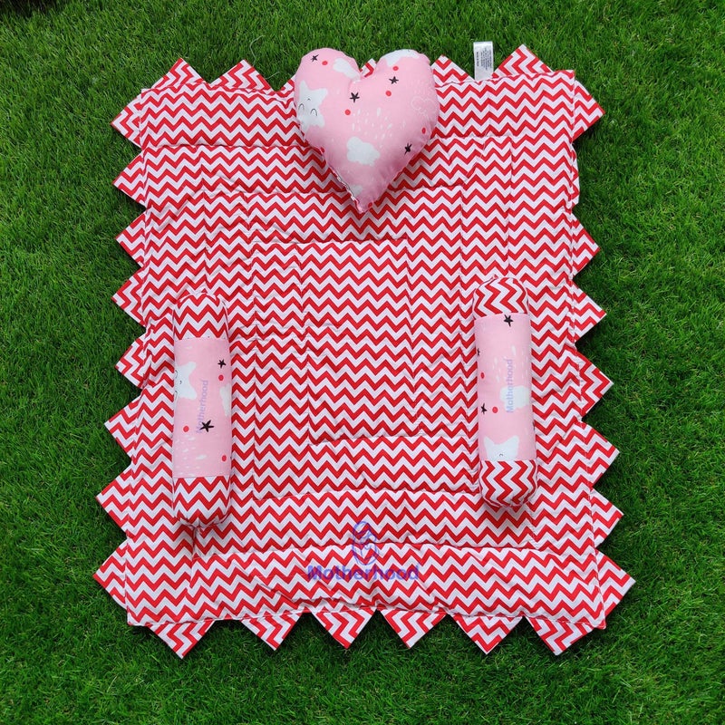MOTHERHOOD MOTHERHOOD Baby Mattress Bed with 3 pc Side Support HeartShaped Pillow Big Size Luxury Baby Mattress Bed Sleeper Bedding Set coSleeper Reversible Comfortable for Newborn Pink - Image 1