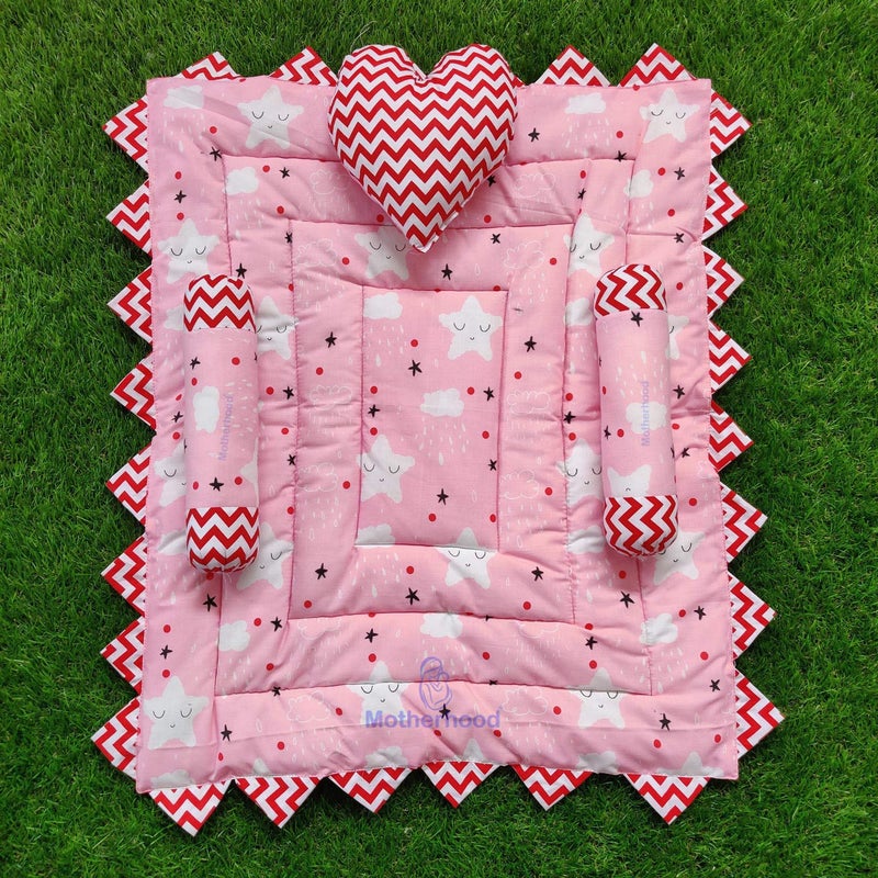MOTHERHOOD MOTHERHOOD Baby Mattress Bed with 3 pc Side Support HeartShaped Pillow Big Size Luxury Baby Mattress Bed Sleeper Bedding Set coSleeper Reversible Comfortable for Newborn Pink - Image 2