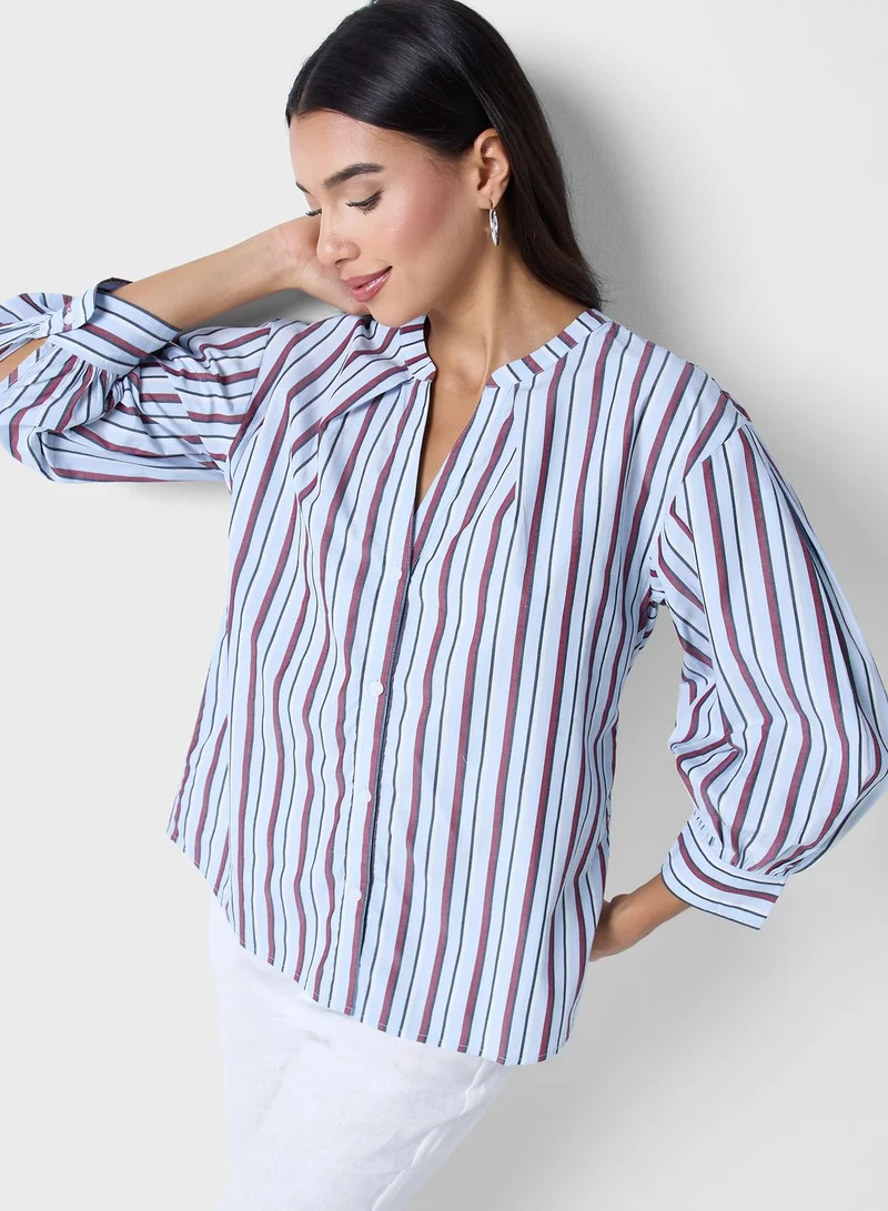TOMMY HILFIGER Striped Button Detail Top