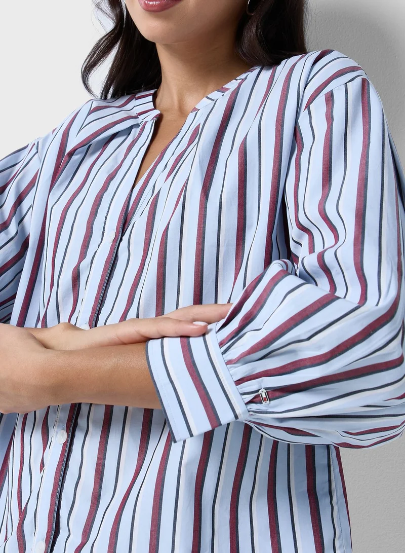 TOMMY HILFIGER Striped Button Detail Top