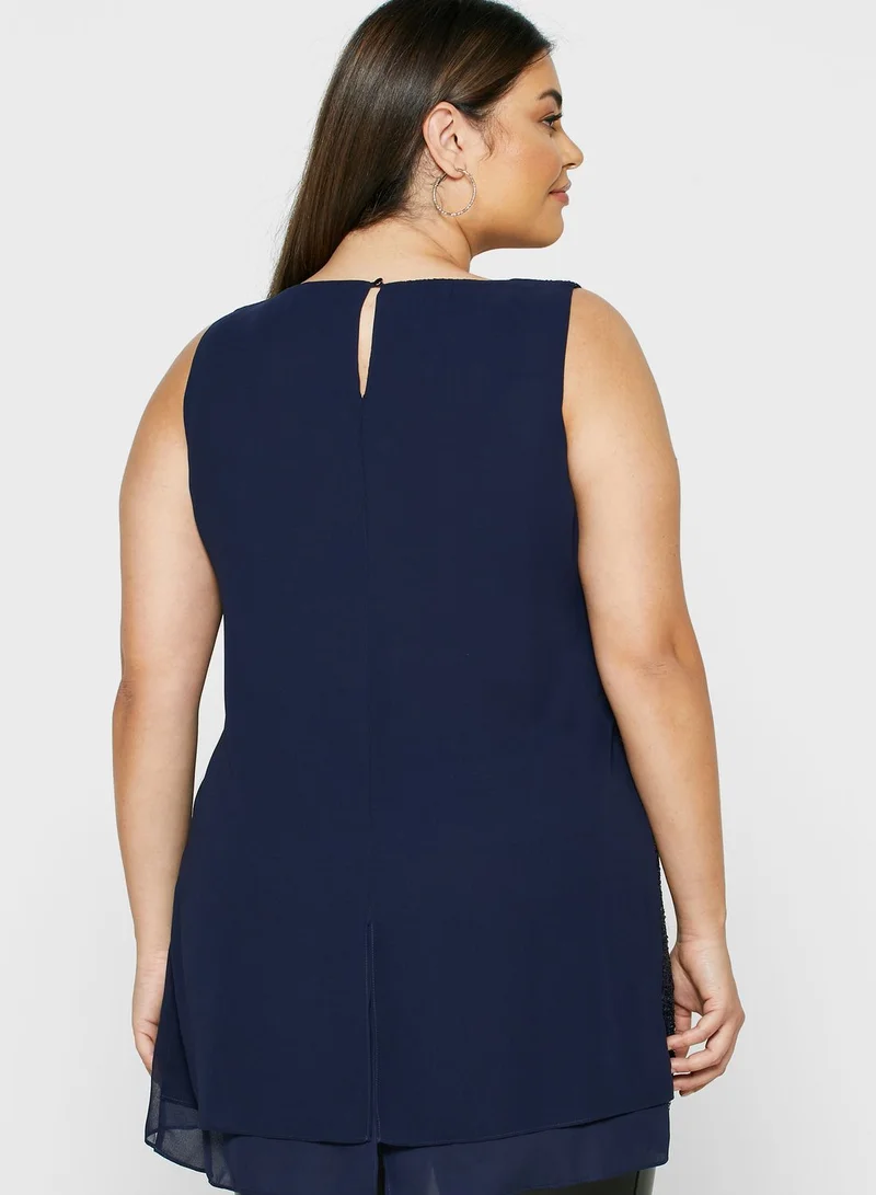 EVANS Sequin Overlay Top