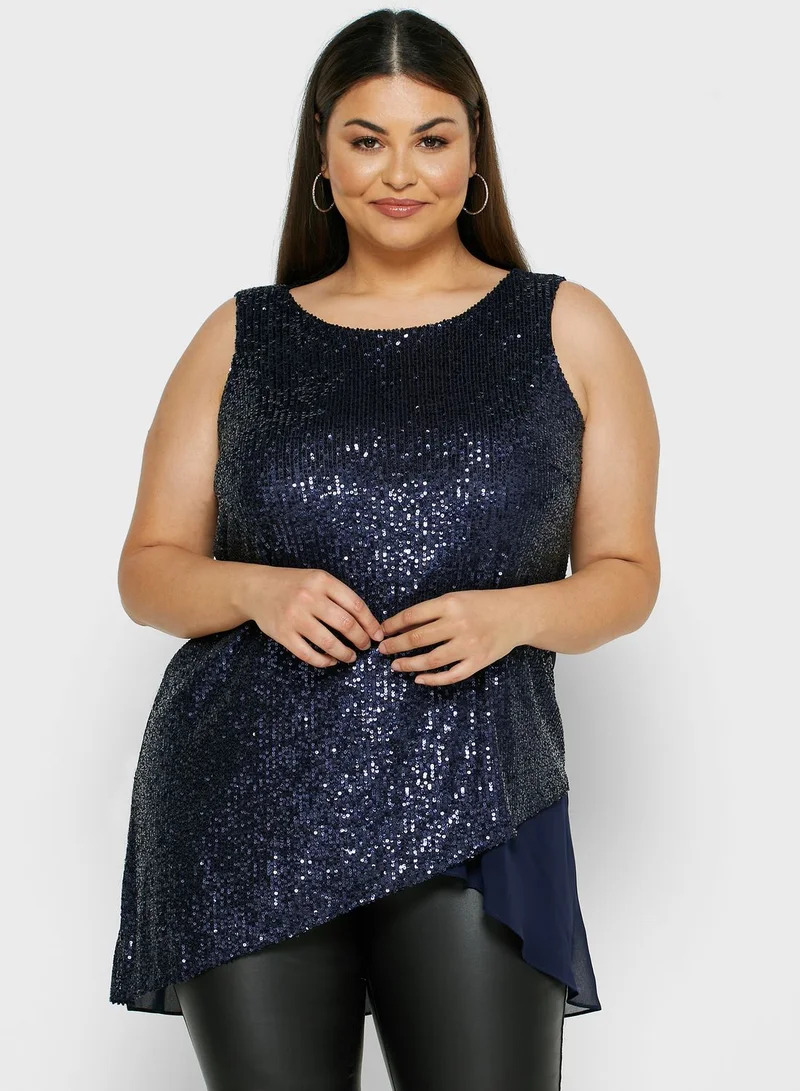 EVANS Sequin Overlay Top