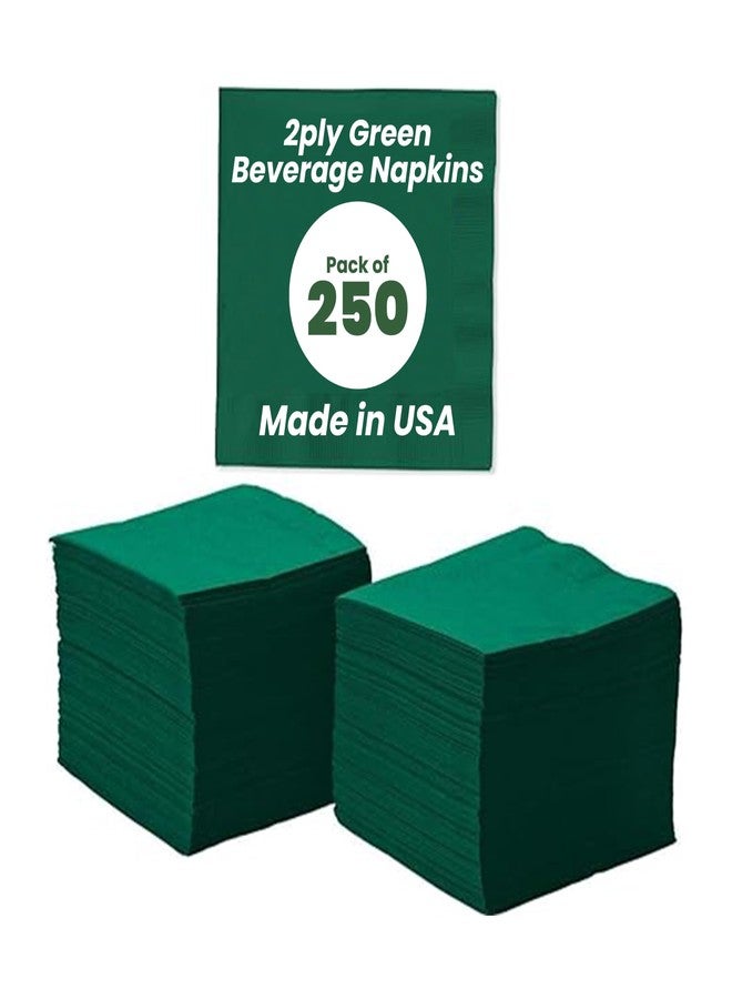 Perfectware 2 Ply Hunter Green Beverage Napkins- Pack of 250ct - Image 1
