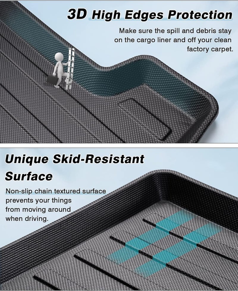 Mixsuper All Weather Cargo Liner - Custom Fit Trunk Mat for Ford Fusion (2013-2020), Platinum (2017-2018), Sport (2017-2020) - Black - Image 3