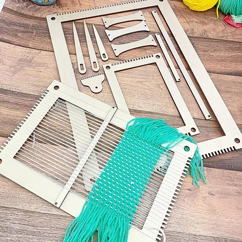 CLITHS 13 Pcs Rectangle Weaving Loom Kit for DIY Yarn Crafts Hand Knitting Tapestry Frame Art Set for Beginners Adults Kids Wool Wall Hanging Tools - Image 5