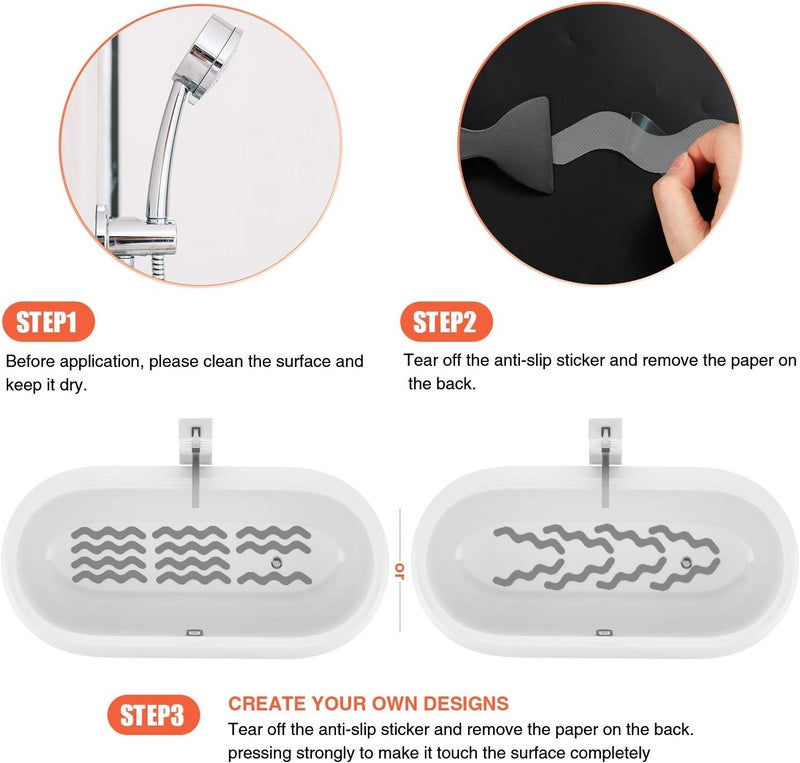Secopad 36 PCS Anti Slip Shower Stickers, Safety Bathtub Strips Adhesive Decals with Premium Scraper for Bath Tub Shower Stairs (Grey) - Image 5