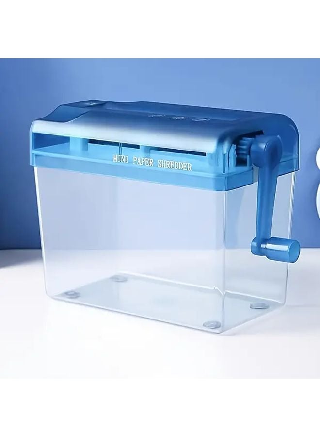 Sky Blue Manual Paper Shredder Portable Mini Strip Cutter For Office Confidential Documents - Image 1