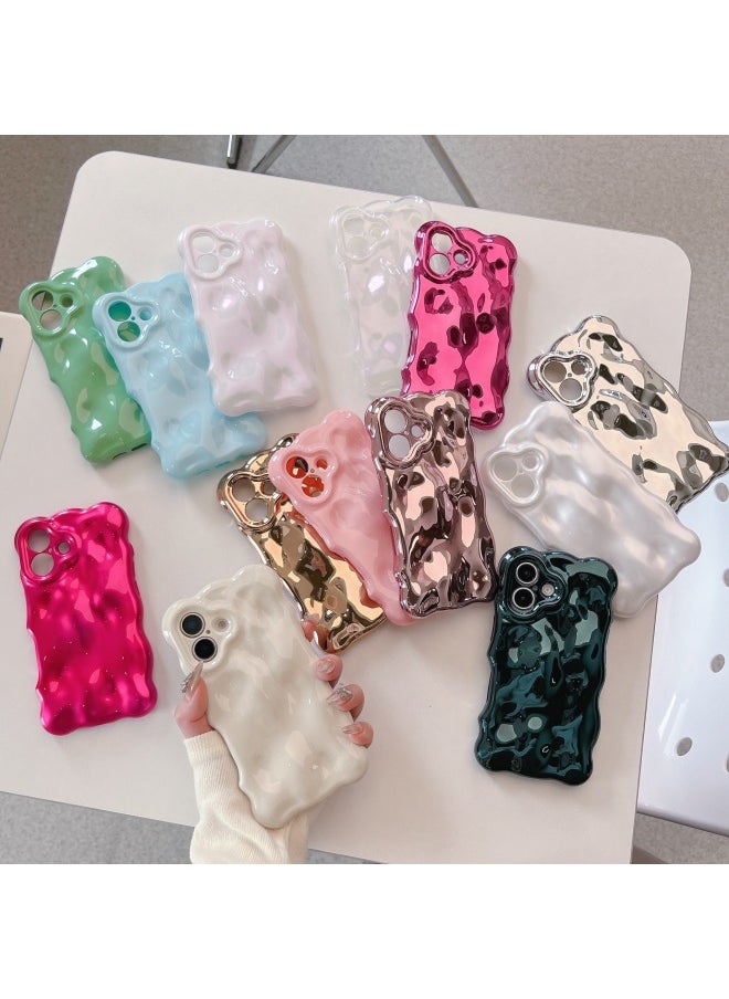 Generic - Niche High-grade Electroplated Shell For IPhone16pro Max Mobile Phone Shell Apple 15 14/13 Creative-Color:Qf Wave Bubble Rose Red-Applicable Models:15pro Max (without Packaging) - Image 1