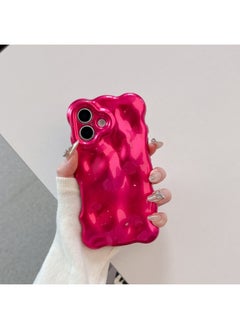 Niche High-grade Electroplated Shell For IPhone16pro Max Mobile Phone Shell Apple 15 14/13 Creative-Color:Qf Wave Bubble Rose Red-Applicable Models:15pro Max (without Packaging)