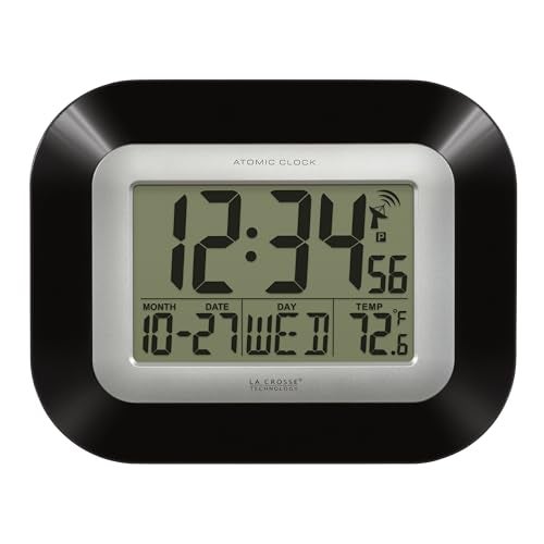 La Crosse Technology Atomic Wall/Table Clock, 7.2-inch H x 8.95-inch W x 1.2-inch D (WT-8005U-B) - Image 1