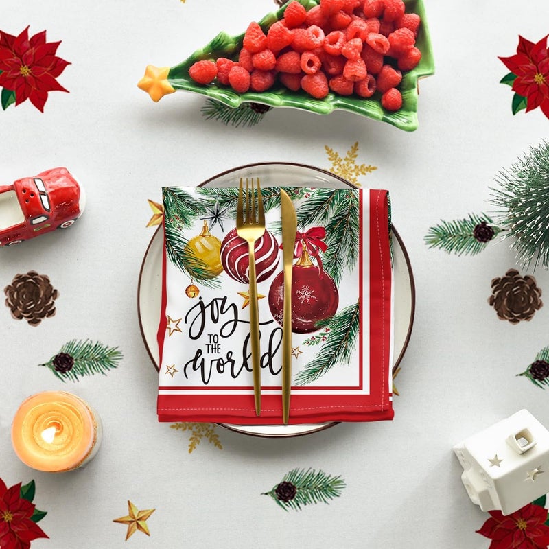 Horaldaily Christmas Tablecloth 6084 Inch Rectangular Christmas Ball Ornaments Pine Stars Washable Table Cover for Party Picnic Dinner Decor - Image 5