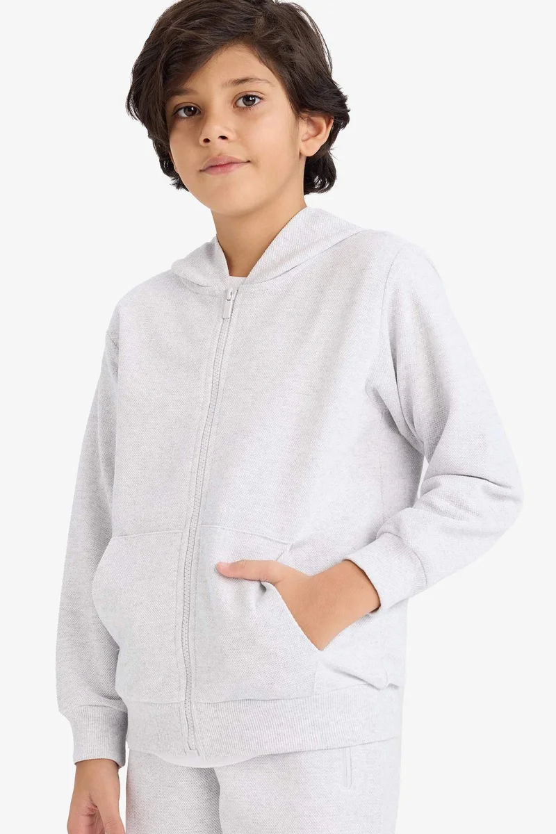 ديفاكتو Boy Regular Fit Pique Zip-Up Hoodie