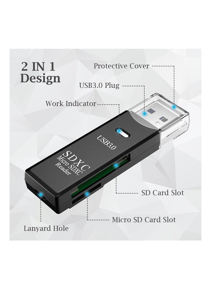 Generic - SD Card Reader Portable USB 3.0 Dual Slot Flash Memory Adapter Hub for TF SD Micro SD SDXC SDHC MMC RS-MMC UHS-I - Image 1
