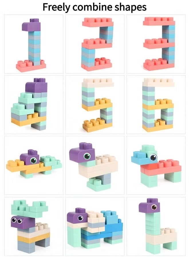 Aimayapet Building Blocks Set for Kids,60 Pieces Food-Grade Soft TPE Material,Educational Stacking Toys for Boys and Girls,Colorful Soft Blocks Gift for Children 1-3 Years Old - Image 2