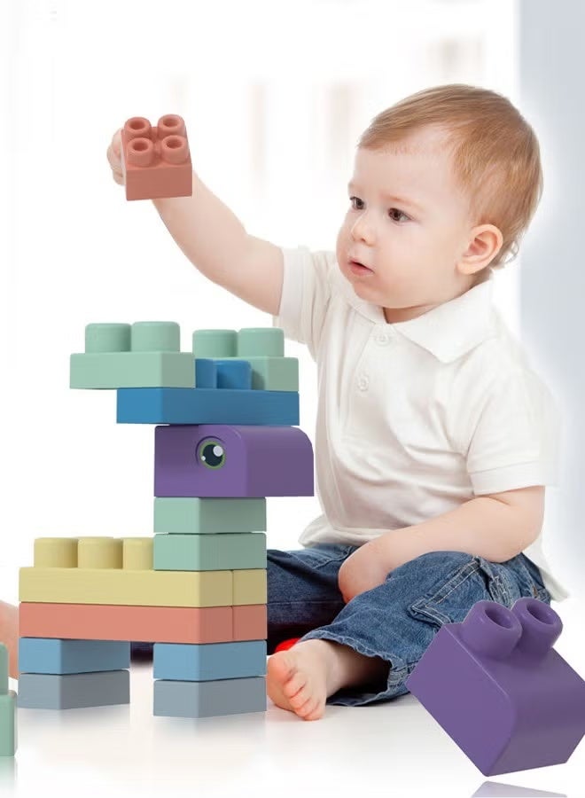 Aimayapet Building Blocks Set for Kids,60 Pieces Food-Grade Soft TPE Material,Educational Stacking Toys for Boys and Girls,Colorful Soft Blocks Gift for Children 1-3 Years Old - Image 3