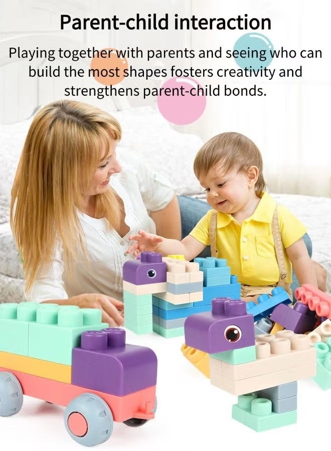 Aimayapet Building Blocks Set for Kids,60 Pieces Food-Grade Soft TPE Material,Educational Stacking Toys for Boys and Girls,Colorful Soft Blocks Gift for Children 1-3 Years Old - Image 4