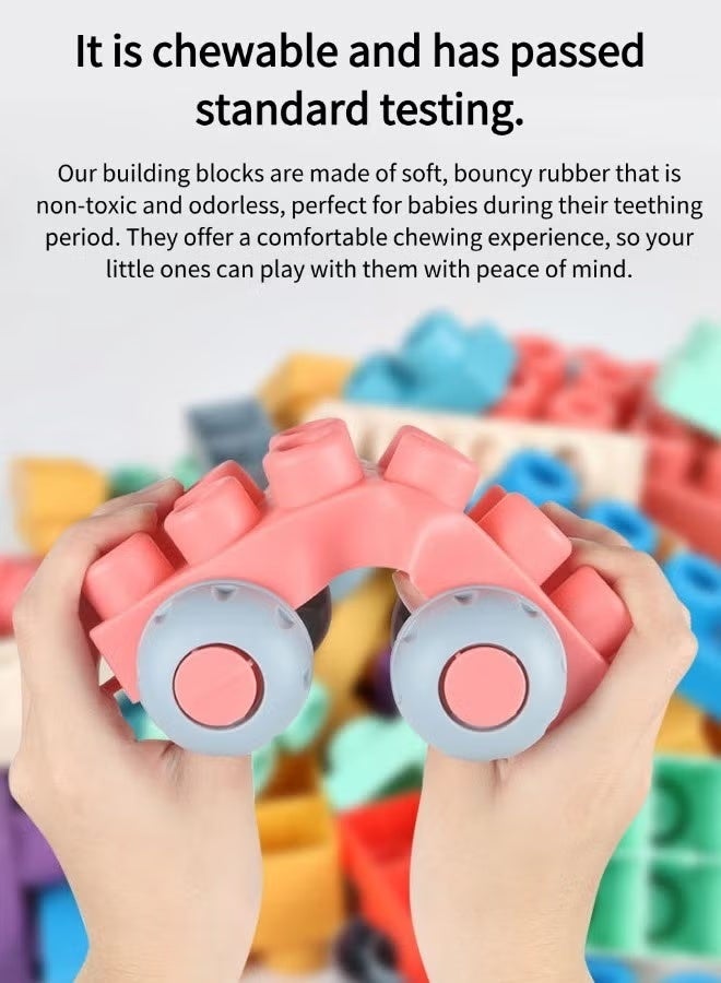 Aimayapet Building Blocks Set for Kids,60 Pieces Food-Grade Soft TPE Material,Educational Stacking Toys for Boys and Girls,Colorful Soft Blocks Gift for Children 1-3 Years Old - Image 5