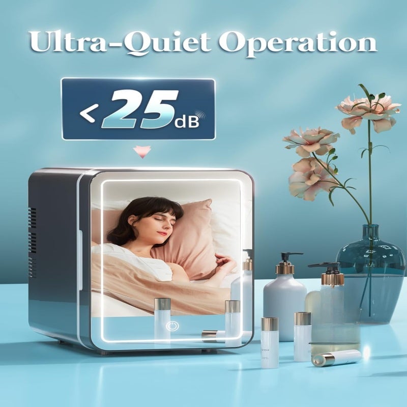 Portable Skincare Fridge: 4 Liter 6 Can Capacity, Lightweight 2kg for Easy Portability, Compact 24*22*17cm - Sleek White Design, Cooler Warmer Function for Bedroom, Office, Car Use - Image 4