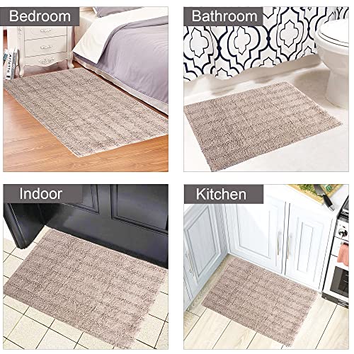 SASHAA World Super Absorbent Non-Slip Rectangular Bathmat for Living Room, Bathroom, Kitchen, Bedroom, Indoor & Outdoor | Brown, 40 X 60 Cm, Pack of 2 (Cotton) - Image 2