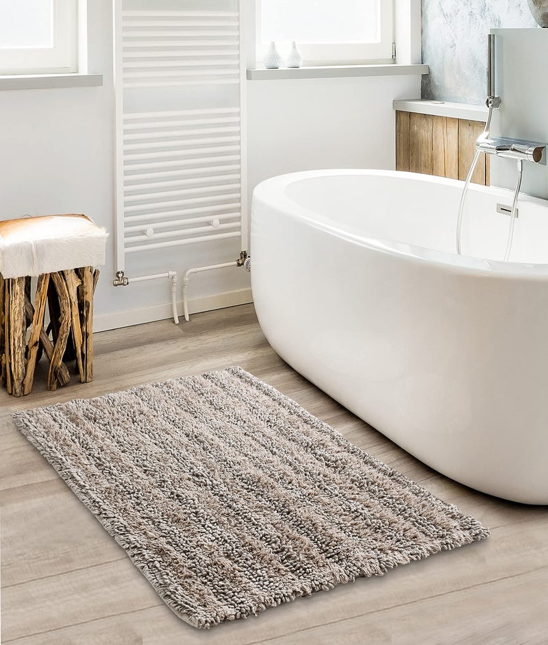 SASHAA World Super Absorbent Non-Slip Rectangular Bathmat for Living Room, Bathroom, Kitchen, Bedroom, Indoor & Outdoor | Brown, 40 X 60 Cm, Pack of 2 (Cotton) - Image 1