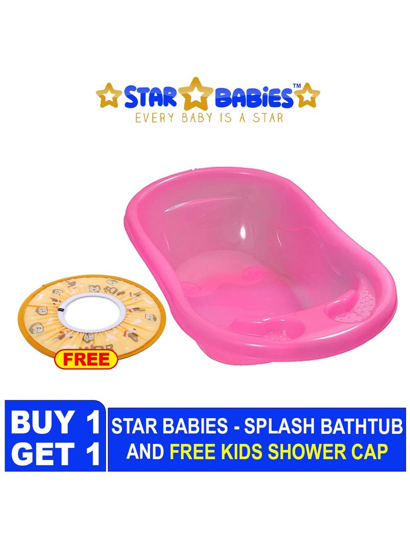 STAR BABiES Sunbaby Buy 1 Get 1 (Splash bath tub with kids shower cap - Pink/Orange - Image 2