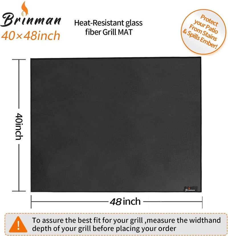 Brinman Under Grill Mats for Outdoor Grill - 48x40 Inch BBQ Mat for Under Barbecue - Double-Sided Fireproof Patio & Deck Protector Mat - Fire Pit Mat -Oil-Proof Grill Floor Pads - Stove Mat Patio Accessories - Image 5