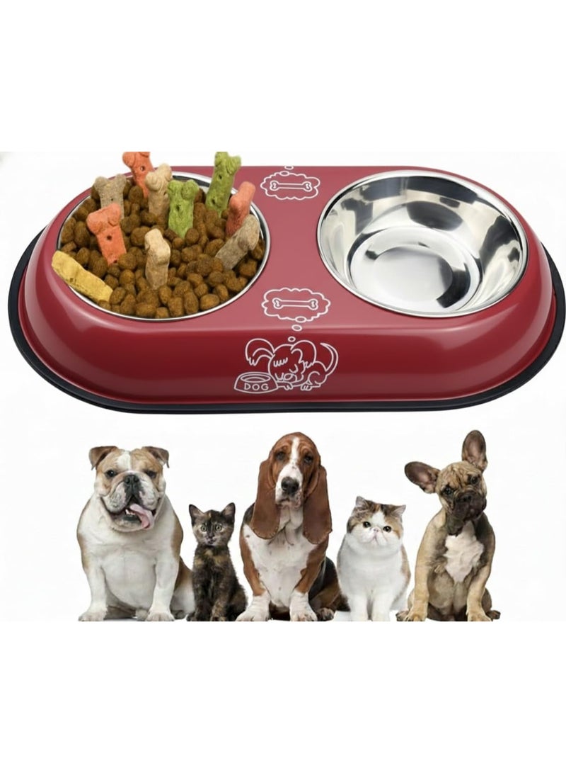 Double Stainless Steel Pet Food and Water Bowl – Dual Dish with Non-Slip Base, Large Capacity, Rust Resistant, Easy to Clean – Suitable for Cats and Dogs - Image 1