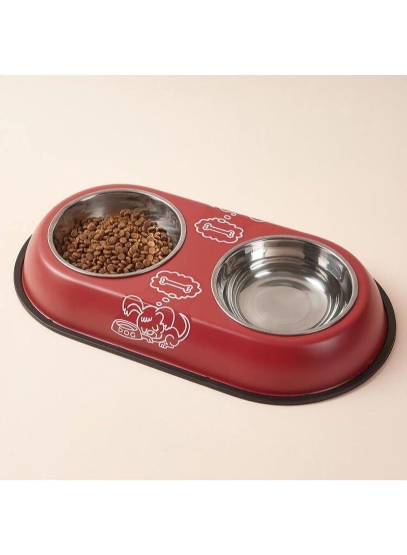 Double Stainless Steel Pet Food and Water Bowl – Dual Dish with Non-Slip Base, Large Capacity, Rust Resistant, Easy to Clean – Suitable for Cats and Dogs - Image 3