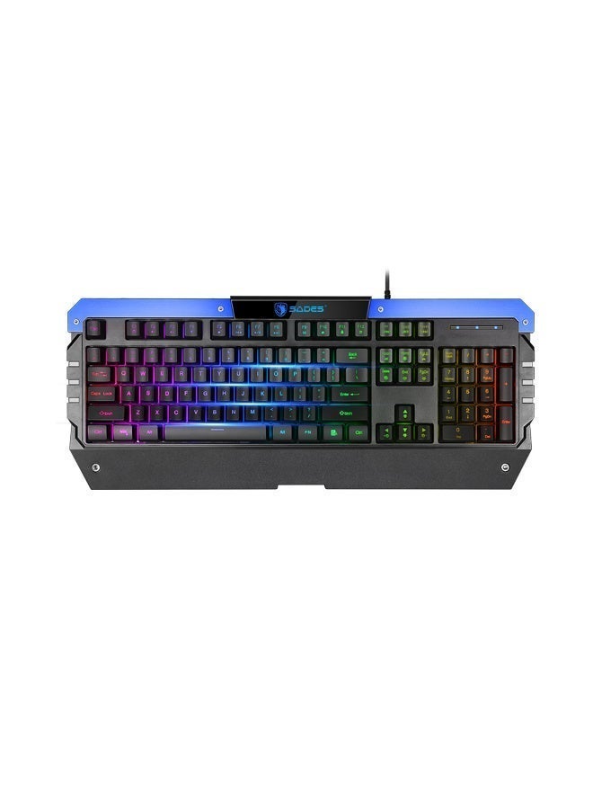 ساديس مجموعة ألعاب Sades Battle Ram، لوحة مفاتيح غشائية RGB بـ 104 مفتاح، ماوس RGB، مقاوم للماء، أزرار ماوس قابلة للتخصيص، وسادة ماوس - Image 3