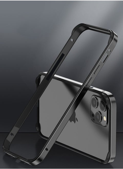 IPhone 13 Pro Max Case with Anodized Aluminum Bumper with Supports Mag-Safe Wireless Charging with Edge Armor Protective Case Designed for IPhone 13 Pro Max - Black