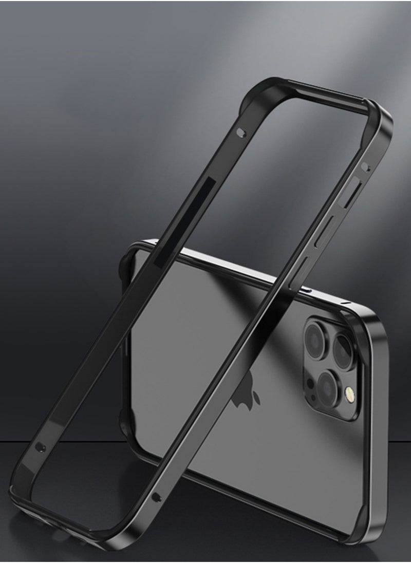 Generic - IPhone 13 Pro Max Case with Anodized Aluminum Bumper with Supports Mag-Safe Wireless Charging with Edge Armor Protective Case Designed for IPhone 13 Pro Max - Black - Image 1