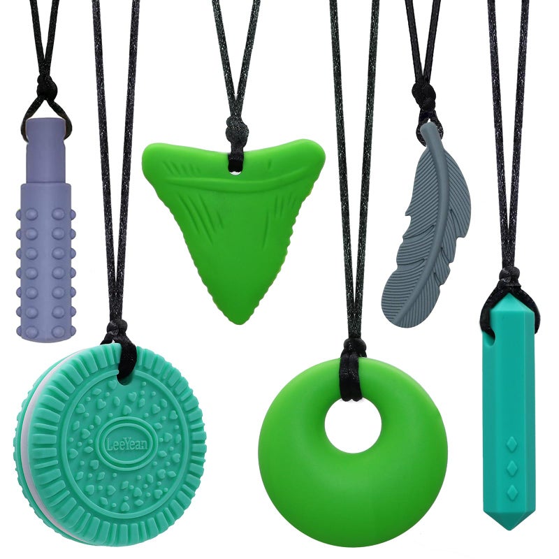 Chewy Necklaces for Sensory Kids Silicone Chewy Necklaces for Boys and Girls with Autism ADHD SPD Chewing Oral Motor Therapy Toy