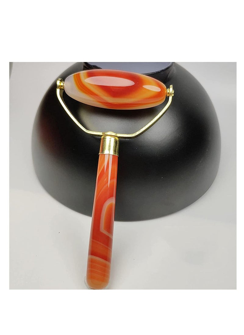 Excefore - high quality Manual face-lifting device Facial Massager Manual Jade Agate Roller Type Face-lifting Beauty Instrument Push Face Ball Facial massager roller (Color : Red, Size : 8.1x5.6cm) - Image 1
