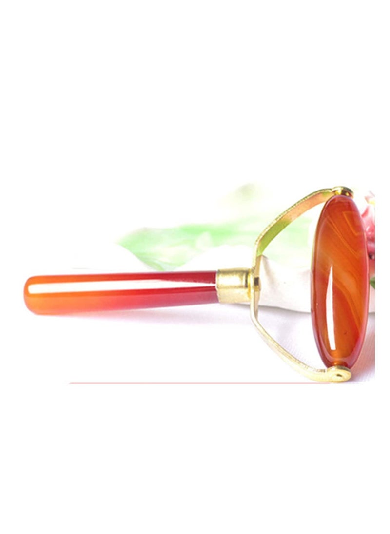 Excefore - high quality Manual face-lifting device Facial Massager Manual Jade Agate Roller Type Face-lifting Beauty Instrument Push Face Ball Facial massager roller (Color : Red, Size : 8.1x5.6cm) - Image 1