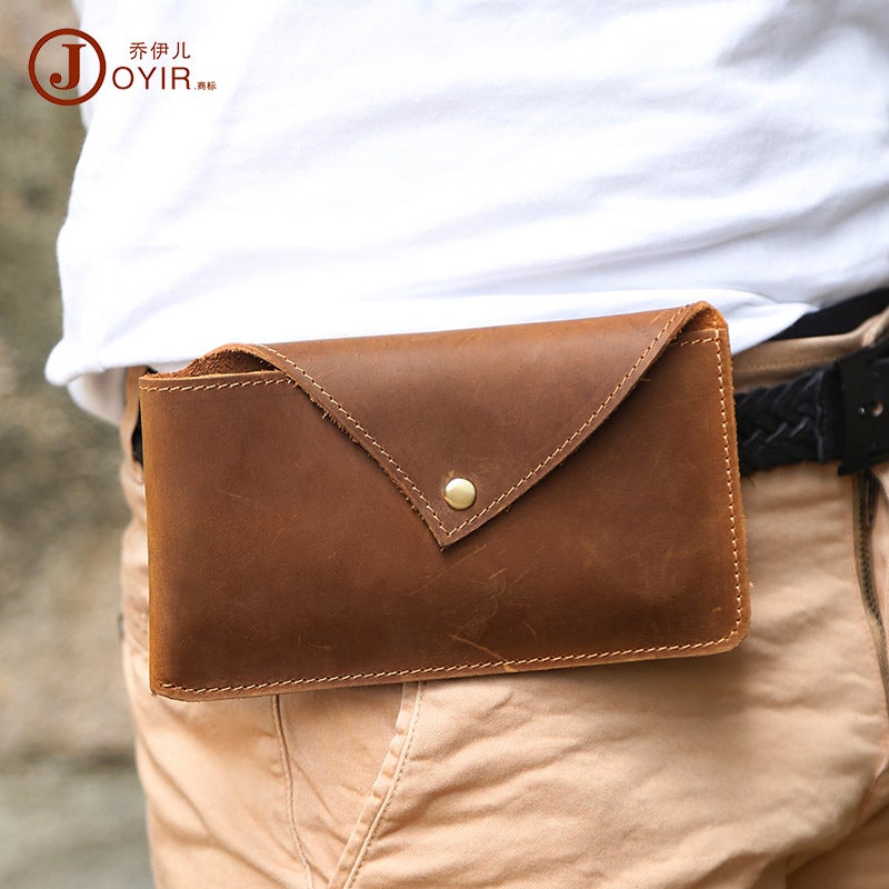 Joyir Leather Waist Bag Multifunctional Sports Tactical Waist Hanging Bag Large Capacity Horizontal Men'S Waist Bag - Image 3