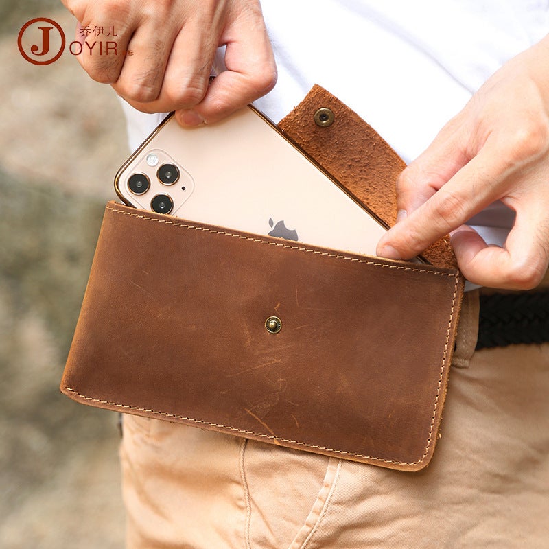 Joyir Leather Waist Bag Multifunctional Sports Tactical Waist Hanging Bag Large Capacity Horizontal Men'S Waist Bag - Image 2