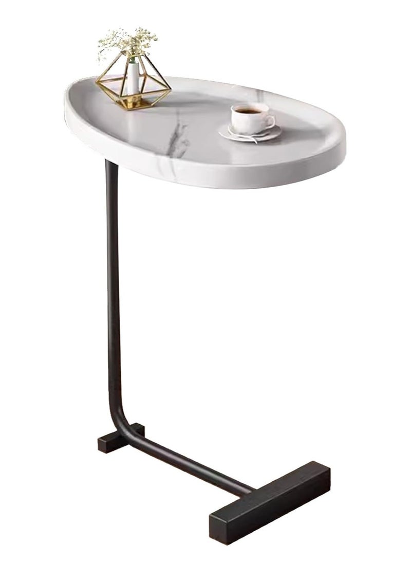 DubaiGallery Sofa Side End Table, Light Luxury Side Table Simple Corner Table Bedside Cabinet Metal Frame C Shaped Table for Sofa Bed Living Room Bedroom - Image 1