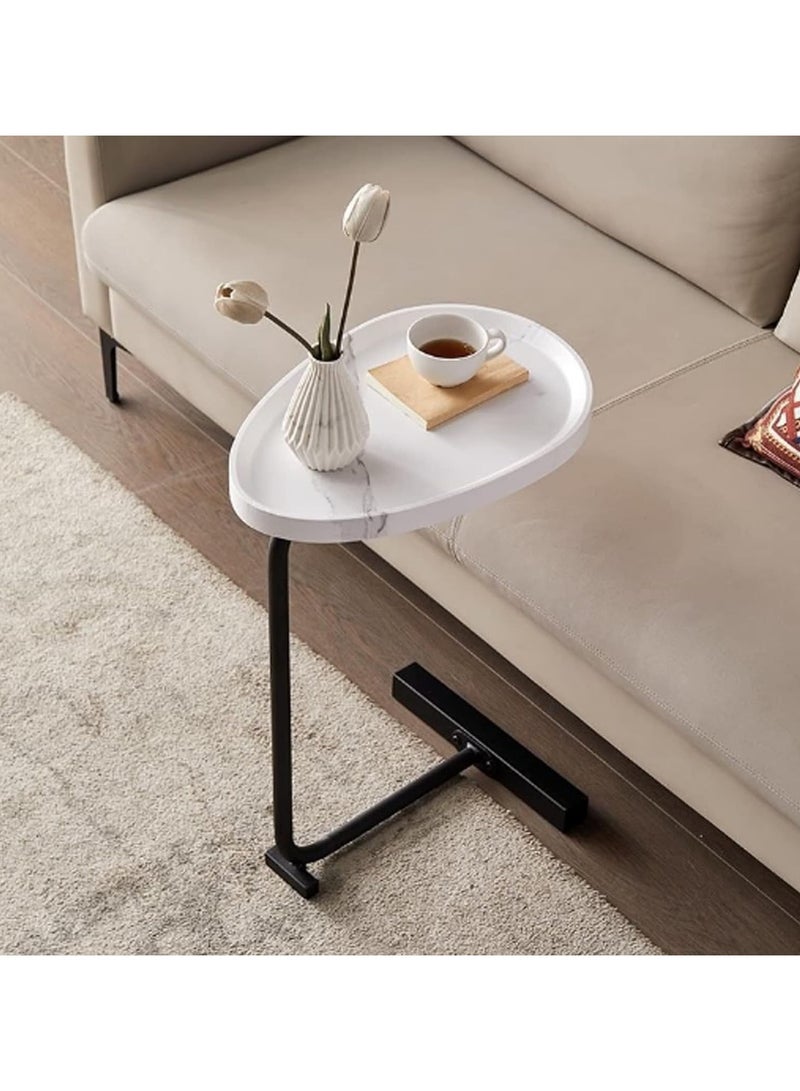 DubaiGallery Sofa Side End Table, Light Luxury Side Table Simple Corner Table Bedside Cabinet Metal Frame C Shaped Table for Sofa Bed Living Room Bedroom - Image 2