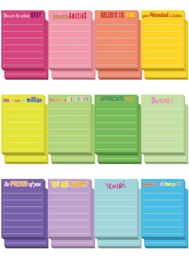 Yinder 24 Pcs Inspirational Sticky Notes Cute Motivational Sticky Notes Pad End of Year Employee Appreciation Gifts Bulk for Teacher Nurse Coworkers Office Supplies 3 x 3'' (Appreciation,Dark Color) - Image 1