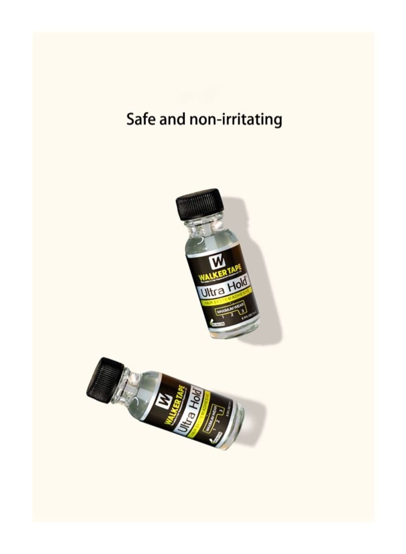 Walker Tape Hair System Adhesive，Thin Silicone Hair Replacement Adhesive - Long Lasting Fixation for Poly and Lace Wigs - 3-4 Weeks, Wigs, Wig Systems - Invisible, Waterproof Adhesive (15ml) - Image 3