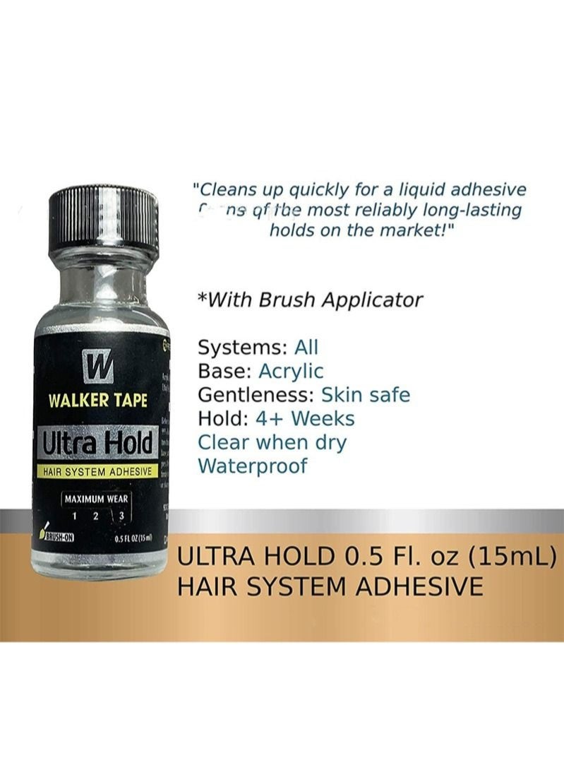 Walker Tape Hair System Adhesive，Thin Silicone Hair Replacement Adhesive - Long Lasting Fixation for Poly and Lace Wigs - 3-4 Weeks, Wigs, Wig Systems - Invisible, Waterproof Adhesive (15ml) - Image 4