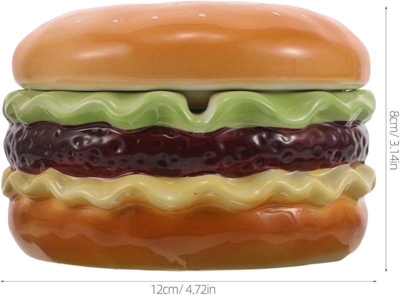 مصمم هامبرجر منفضة سجائر بغطاء محمولة حامل رماد للمكتب للاستخدام الداخلي والخارجي - Image 3